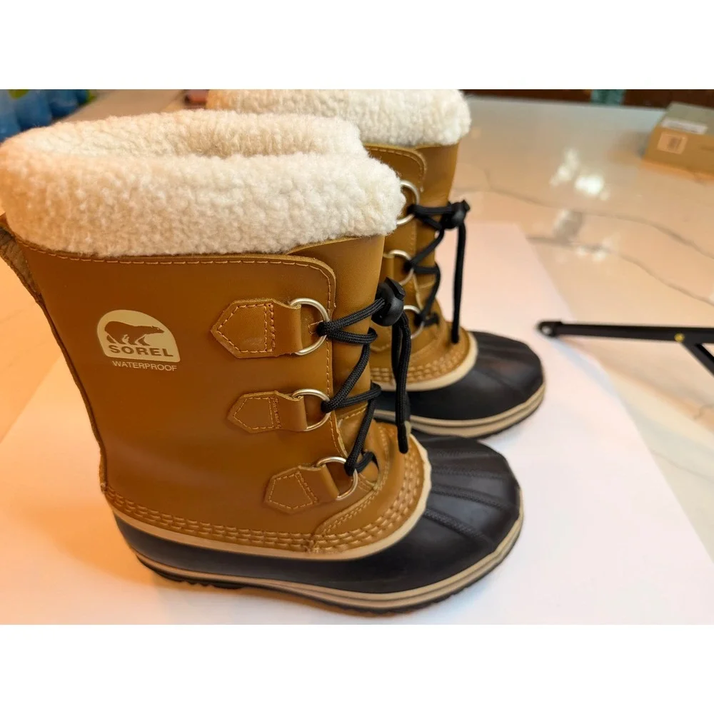 Sorel Kids Yoot Pac Nylon Waterproof Snow Boots Buff Black NY1443-259 Size 3